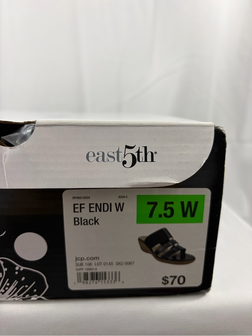 NWT East 5th Women's Size 7.5W Black Wedge Slide Sandals - Picture 6 of 7